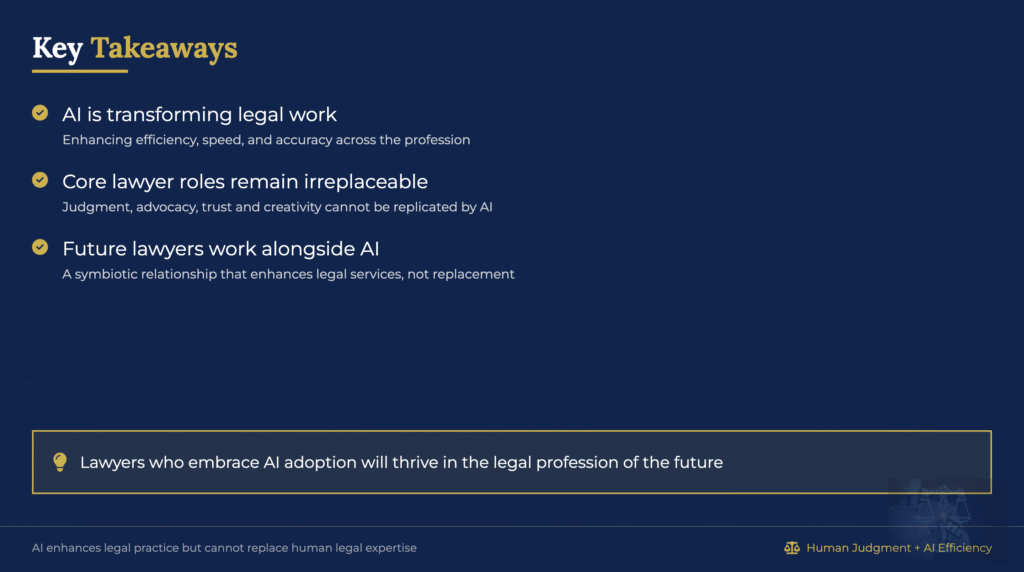 Key takeaways from Will AI replace Lawyers?